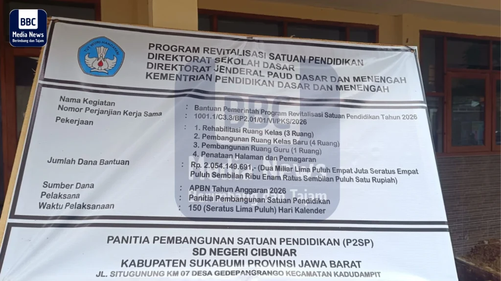 PASCA PEMBERITAAN BANYAKBERITA.COM, PEKERJA PROYEK REVITALISASI SDN CIBUNAR 1 RESMI TERDAFTAR BPJS KETENAGAKERJAAN plang proyek cibunar sd