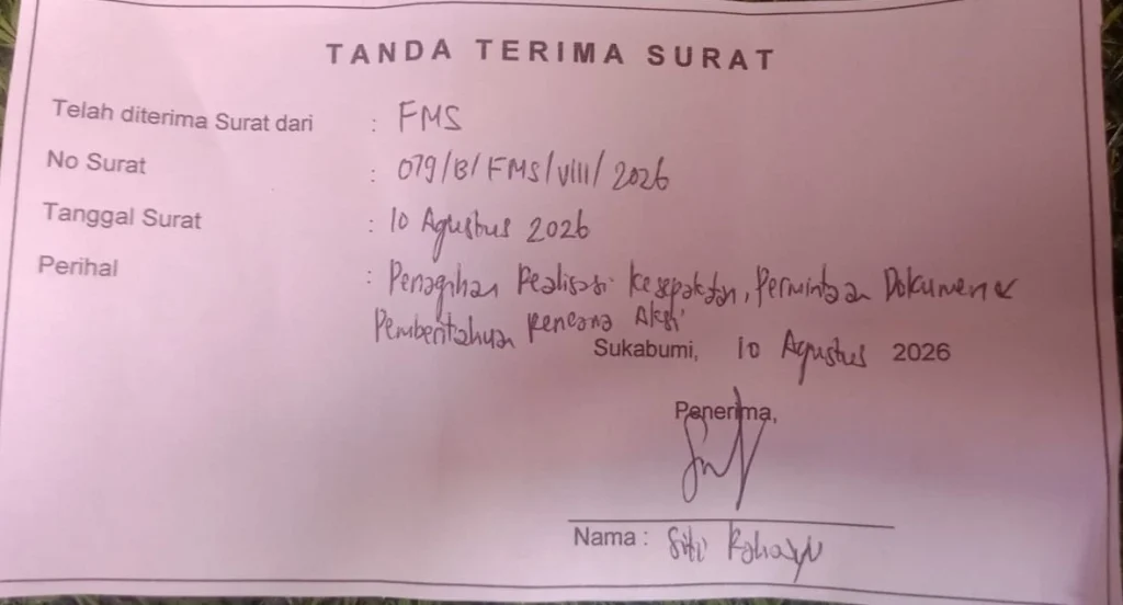 tanda terima surat