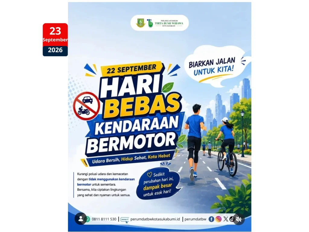 Peringati Hari Bebas Kendaraan Bermotor, Perumda AM Tirta Bumi Wibawa Ajak Warga Sukabumi Wujudkan Udara Bersih dan Hidup Sehat hari bebas kendaraan bermotor pdam